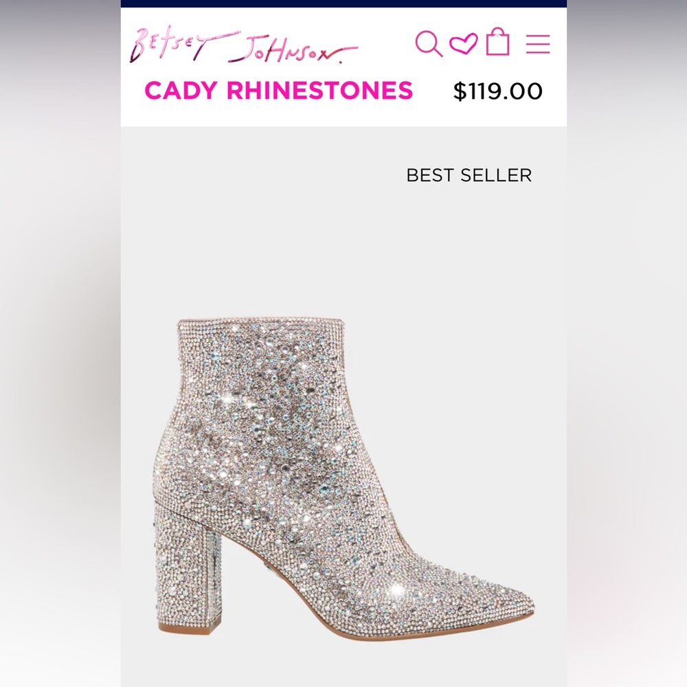 Betsey Johnson Cady rhinestone booties, size 7.5 - Picture 1 of 1